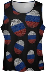 Camiseta sin mangas deportiva para hombre con estampado de huellas dactilares, 100% algodón, para entrenamiento, gimnasio y fitness. - Product Image 3