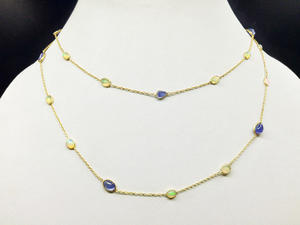 Uso diario 925 plata esterlina ópalo tanzanita piedra preciosa mujeres clásicas usan collar de cadena larga hecho a mano - Product Image 4