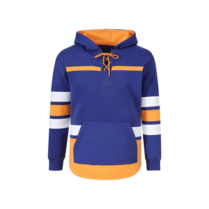 Sudadera con Capucha de Hockey Azul de la Universidad de Lincoln, Sudadera de Forro Polar Premium Unisex de Invierno, Cuello con Cordones, Diseño de Mangas a Rayas, 100% Orgánico - Product Image 1