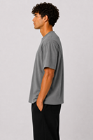 T-shirt décontracté à manches courtes coupe classique doux 180Gr coton italien construit pour le confort quotidien et la respirabilité ODM chemise grise