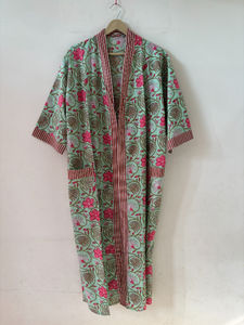 Kimono Japonés Hecho a Mano de Algodón con Estampado Floral para Mujer, Bata Única para Playa, Ropa de Estar y Dormir, Kimono Cómodo - Product Image 2
