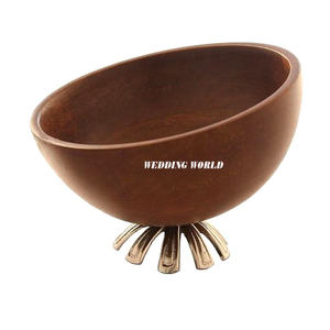 Cuenco de chocolate de madera con acabado azul hecho a mano de excelente calidad, diseño moderno, forma redonda de madera de lujo para fiestas - Product Image 4