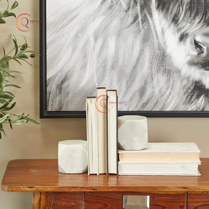 Hot Selling Unique White Marble Bookend Home Decorative Special Gift Marble Book Stand Holder Bookends New Arrival Bookends - Product Image 1