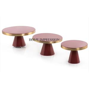 High Standard Quality Elegant and Sustainable Metal <b>Food</b> Serving <b>Tray</b> Set 3 Red Enamel Finish Fancy Attractive Look - Product Image 1