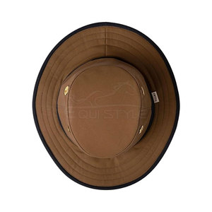 Vente en gros aventure en plein air Safari chapeau de soleil en coton ciré marron Outback chapeau à large bord Ventilation oeillets imperméable pêche quotidienne - Product Image 3