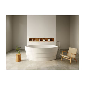 Bañera independiente de interior tradicional de 1,8 m de alta calidad, escurridor de cuenco de mármol blanco, baño de piedra Natural para uso doméstico - Product Image 1
