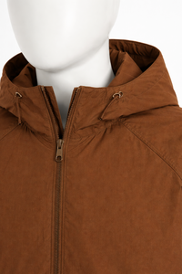 Coupe-vent à capuche marron OEM – Veste coupe-vent personnalisable avec logo pour homme – Coupe-vent urbain et d'extérieur léger et durable - Product Image 6