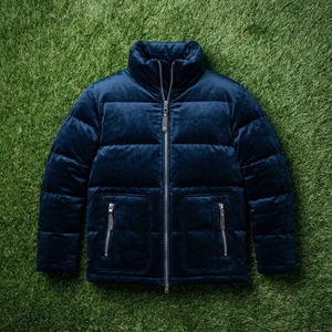 <b>Men</b> <b>Velvet</b> Padded <b>Jacket</b> High Collar Quilted Warm Zip Up Winter <b>Jacket</b> Plush Texture Pocket Coat OEM ODM Wholesale - Product Image 6