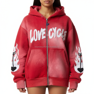 เสื้อฮู้ดซิปเต็มตัวผ้าฟลีซหนานุ่ม พิมพ์ลายทั้งตัว สไตล์ลำลอง ขนาดใหญ่พิเศษ ระบายอากาศได้ดี ผลิตจากผ้าฝ้าย 100% ขายส่ง - Product Image 4