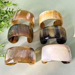 GENERTING NATURAL BUFFALO HORN CUFF BANGLES and <b>Bracelets</b> Made From Real Buffalo Horn, Available in an Assortment of Sizes - Product Image 3