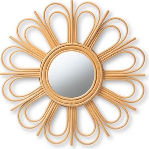 Nuevo diseño de mimbre bohemio ratán flor colgante espejo vidrio decoración del hogar hecho a mano de La India - Product Image 5