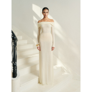 Vestidos de gabardina calientes para mujer, falda elegante ligeramente suelta, Vestido largo de Jacquard de encaje de lana Lumi, ropa de alta calidad para mujer - Product Image 1