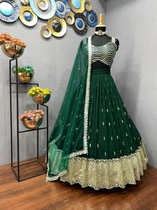 Lehenga Choli-Espejo de aluminio de alta calidad, Color verde, para trabajo de secuencia, novedad, 2022 - Product Image 4