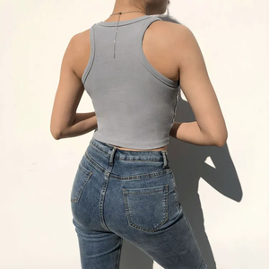 Custom Women's Workout Rib Tank <b>Tops</b> Crop <b>Top</b> Sexy Slim Fit Activewear Sleeveless <b>High</b> Quality Sport Tank Quick Dry Eco-Friendly - Product Image 4