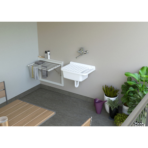 Lavello da Cucina Mongardi a Tre Vasche, Design Moderno, Montaggio a Parete, Resistente agli Acidi, per Uso Interno ed Esterno, Capacità 50L con Griglia - Product Image 3