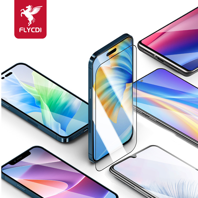FLYCDI Tempered Glass 3D Full Cover Screen Protector with 9H Hardness & Shock Proof for Round Edge Mobile Phones