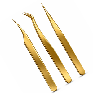 ชุดแหนบต่อขนตา Gold Lash แหนบต่อขนตาแบบตรง แบบโค้ง แบบงอ ทำจากสแตนเลส ทนทาน ใช้งานได้ดีระดับมืออาชีพ - Product Image 1