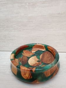 Tazón de frutas de forma redonda de diseño maravilloso, tazón de mezcla de madera y resina, tazón para servir alimentos para uso en restaurante de Hotel - Product Image 2