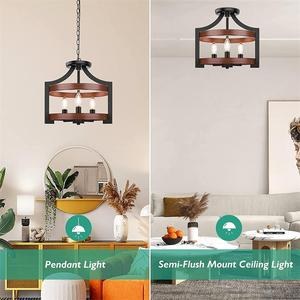 Lampu gantung rumah pertanian, lampu hias gantung besar Vintage Semi Flush Mount langit-langit gaya Vintage dapat disesuaikan