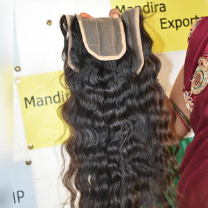 100% pas cher brut vierge cambodgien 5*5 fermeture ondulés faisceaux de cheveux humains Temple brut vierge Machine Double trame cheveux humains - Product Image 2