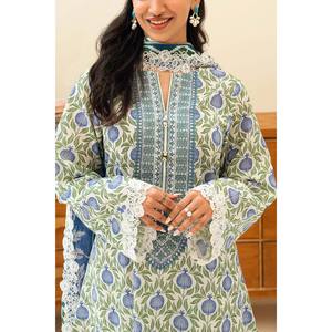 Ensemble 3 pièces en mousseline imprimée avec col brodé, style translucide tendance, taille unique pour tenue de jour ou de soirée - SD-52197 - Product Image 2