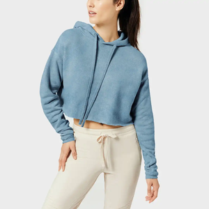 Sudadera con capucha recortada de algodón de lujo personalizada de fabricante de fábrica para mujer, Sudadera con capucha corta de invierno de alta calidad para mujer - Product Image 5