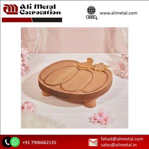 Plateau de service moderne en bois et vaisselle pour tasses à thé, plateau pour mariage et accessoires de maison - Product Image 2