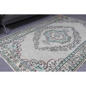 พรมตุรกีขนาดใหญ่ 5.8x8.7 ฟุต พรมลายปะติดสีน้ำตาลวินเทจ - Product Image 1