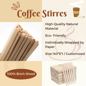 Agitadores desechables ecológicos Diseño de bambú plano personalizado para café y té Palitos de madera para revolver café y té - Product Image 6