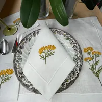 Ensemble de vaisselle jetable pour fête, pochette à couverts, serviettes personnalisables, sets de table, chemin de table, sac à couverts brodé en lin pour cocktails