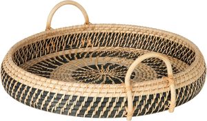 United Trade Plateau de service en rotin naturel pour femmes avec poignées de style vintage pour la maison, la cuisine et la décoration. - Product Image 4