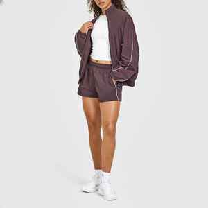 Premium Quality Nylon Hooded Solid Tracksuit Set <b>Zip</b>-<b>up</b> <b>Jacket</b> Lightweight Waterproof Breathable Windbreaker Training Unisex - Product Image 2