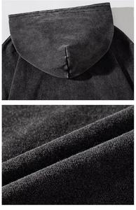 Sudadera con capucha bordada de lana de algodón 100% de calidad superior, apliques de peso pesado en blanco, parche desgastado, sudaderas con capucha recortadas con lavado ácido - Product Image 5