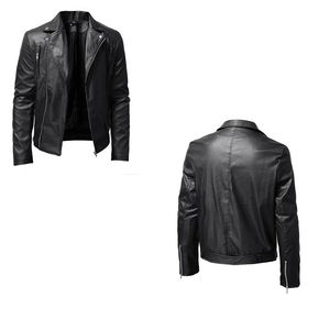Chaqueta de cuero de oveja para hombre de alta calidad 2025, chaqueta de cuero de invierno de alta calidad de fábrica de moda para exteriores - Product Image 4