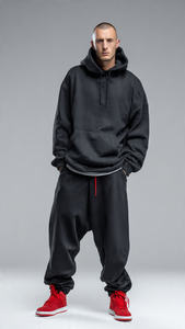 Ensemble sweat-shirt à col montant zippé et pantalon de jogging ample pour homme, streetwear d'hiver, survêtement en molleton, molleton ample pour homme - Product Image 3