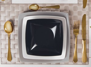 Durable Square Set of 6-pcs Ceramic Soup Plates Black Matte Finishing Nordic Minimalist Elegant Design Eclipse by Excelsa - Product Image 6