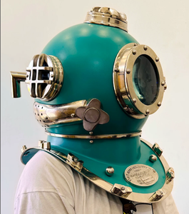 Casque de plongée sous-marine antique de qualité supérieure, fait main, vert marine, qualité premium - Product Image 2