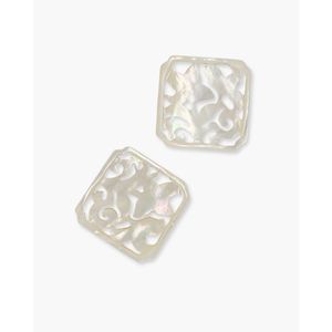ฝาครอบลูกปัดลายฉลุสี่เหลี่ยม สีขาวมุก - Product Image 3