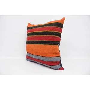 24x24 Inch Multicolor Kantha Patchwork Wool Pillow Vintage Pattern Woven Decorative <b>Cushion</b> - Product Image 4