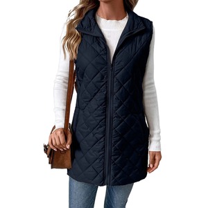 Women Sleeveless Zip Up <b>Vest</b> Mandarin Collar Puffer Jacket - Product Image 1