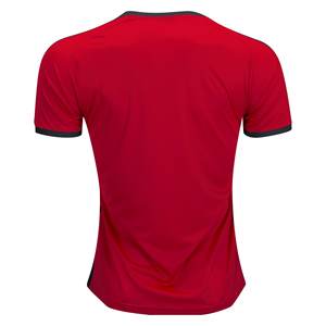 Camiseta Deportiva Sublimada Personalizada, Camiseta de Fútbol con Rayas Horizontales Rojas y Negras, Cuello Redondo, Ropa Deportiva, Fabricante de Camisetas Personalizables - Product Image 2