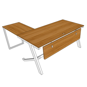 BFYB010-YBamboo L-Shaped Corner <b>Desk</b> 160x160cm with Assembled Iron Legs and Drawer - Product Image 5
