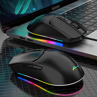 Souris de jeu ergonomique sans fil RATON MS-38 2,4 GHz avec connexion USB, rétroéclairage LED, pour droitier, avec câble, en plastique noir