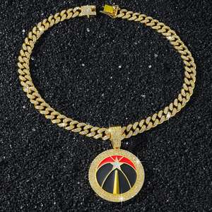 Colgante de Lujo de los Toronto Raptors, Chapado en Oro de 14K o Rodio sobre Plata de Ley, con Forma de Balón y Moissanita, Estilo Hip-hop - Product Image 3