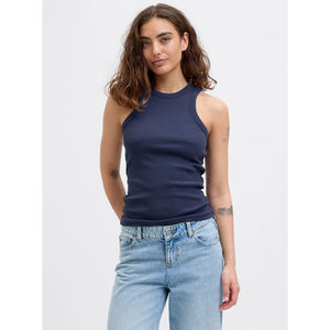 Top Corto de Punto Acanalado de Algodón sin Mangas con Cuello Alto, Básico e Informal para Mujer, Venta al por Mayor, Camiseta Lisa sin Mangas para Gimnasio y Fitness, OEM - Product Image 2