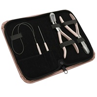 Kit de pinces ouvre-anneaux micro-nano en acier inoxydable noir, durable et réutilisable, avec crochet extracteur pour extensions capillaires