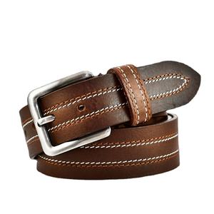 Cinturón de Cuero Genuino para Hombre, Hebilla de Aleación, Doble Costura, Estilo Clásico, Negro y Marrón, Casual, Duradero, 3.5CM de Ancho - Product Image 1