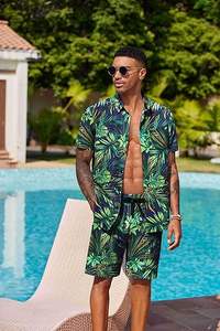 Ensemble décontracté 2 pièces pour homme, chemise et short, style hawaïen populaire pour l'été 2023, confortable - Product Image 3