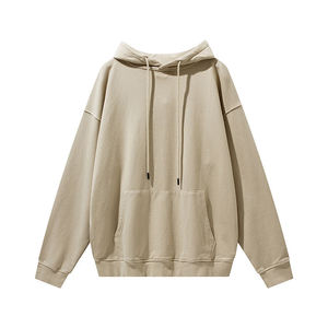 Sweat-shirt à capuche uni blanc pour homme de haute qualité en molleton de coton, pull décontracté pour l'hiver, streetwear - Product Image 3