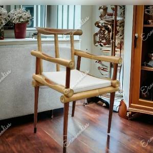 Chaise de salle à manger en bois de hêtre naturel Chaise en rotin de nouveau style Chaise de salle à manger de restaurant d'hôtel en bois massif avec dossier en rotin pour les cafés - Product Image 4